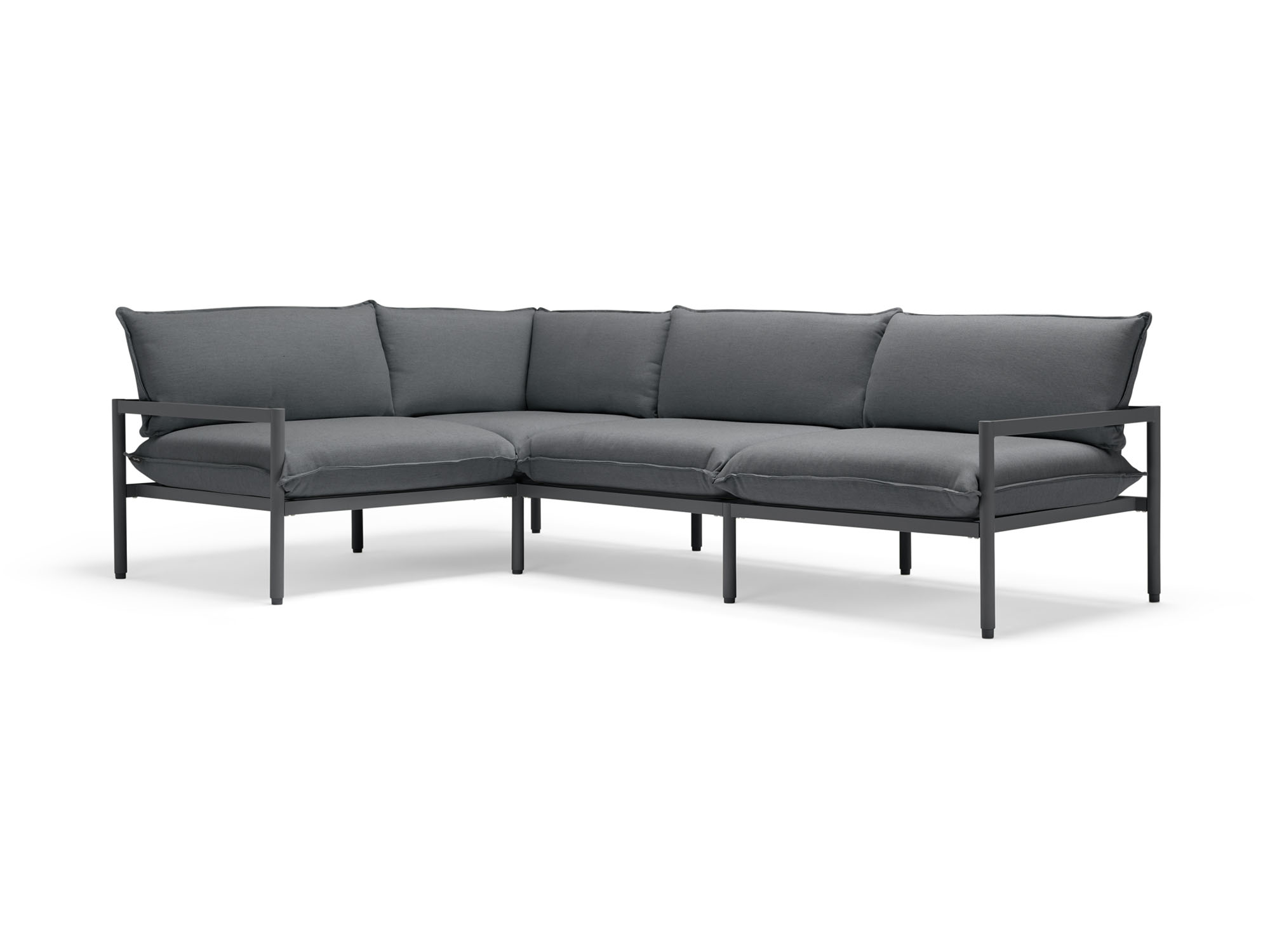 Front angle view of 2-piece black outdoor sectional sofa